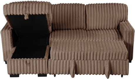 RENDON Mocha 93" Wide Reversible Sectional with Pull-Out Sleeper & Storage