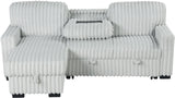 RENDON Light Gray 93" Wide Reversible Sectional with Pull-Out Sleeper & Storage