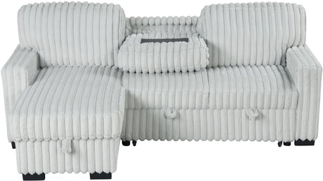 RENDON Light Gray 93" Wide Reversible Sectional with Pull-Out Sleeper & Storage