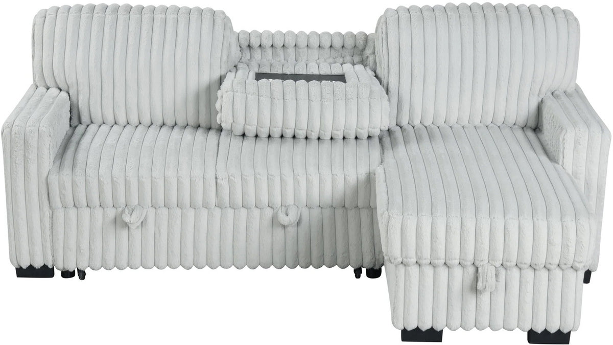 RENDON Light Gray 93" Wide Reversible Sectional with Pull-Out Sleeper & Storage
