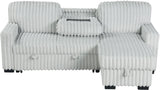 RENDON Light Gray 93" Wide Reversible Sectional with Pull-Out Sleeper & Storage