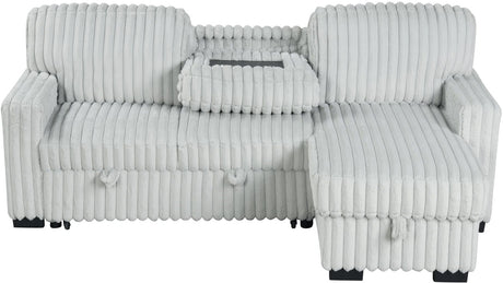 RENDON Light Gray 93" Wide Reversible Sectional with Pull-Out Sleeper & Storage