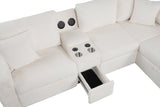 REUNION White 121" x 112" Reclining Sectional with Pull-Out Sleeper & Storage (Copy)