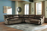 REYMAR Brown 152" Wide 5 Piece Reclining Sectional with 2 Recliners