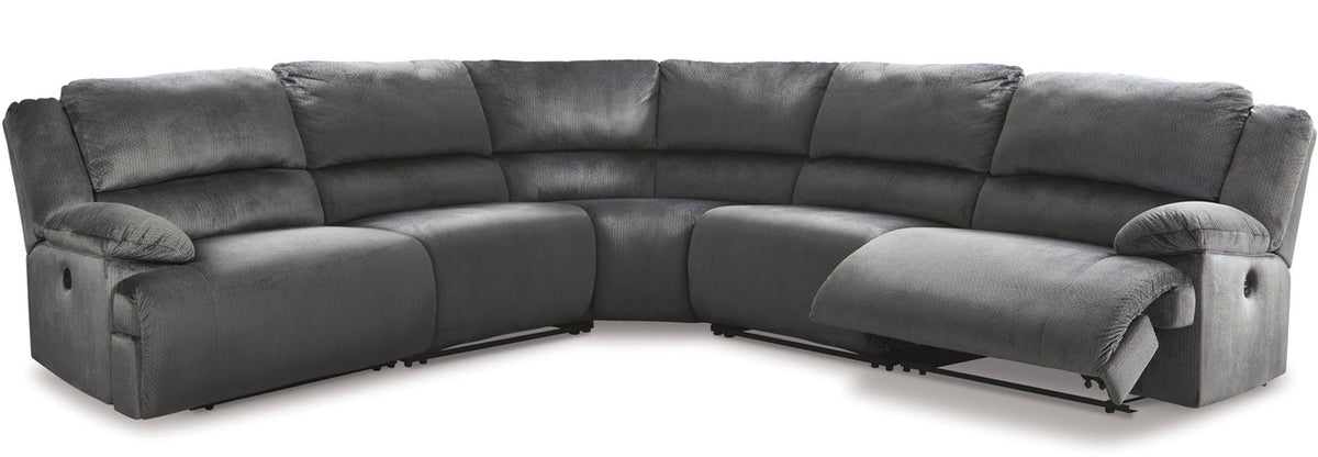 REYMAR Dark Gray 152" Wide 5 Piece Reclining Sectional with 2 Recliners