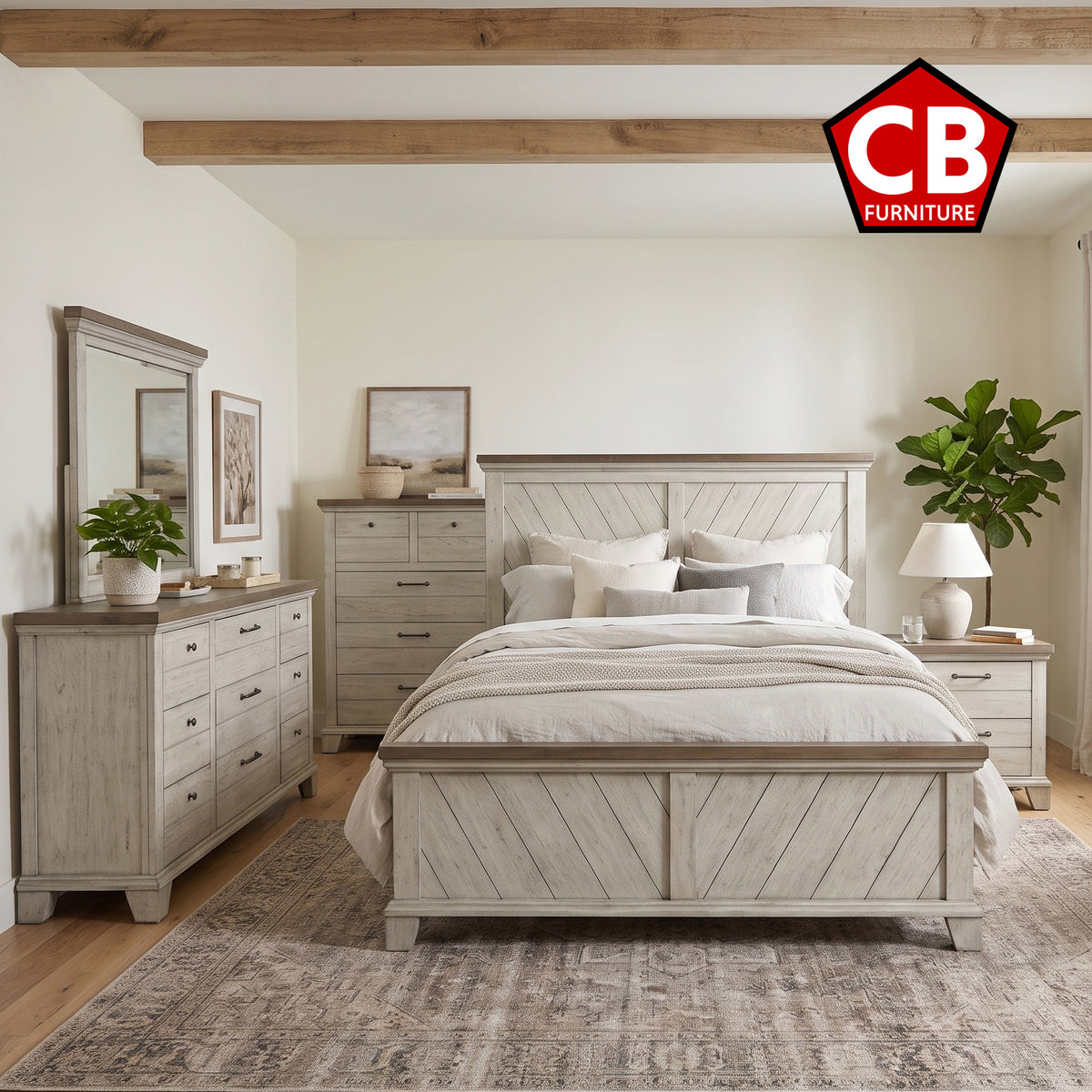 RICHARDSON Rustic White 62" Height Bed