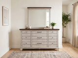 RICHARDSON Rustic White 66" x 78" Height Dresser & Mirror
