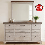 RICHARDSON Rustic White 66" x 78" Height Dresser & Mirror