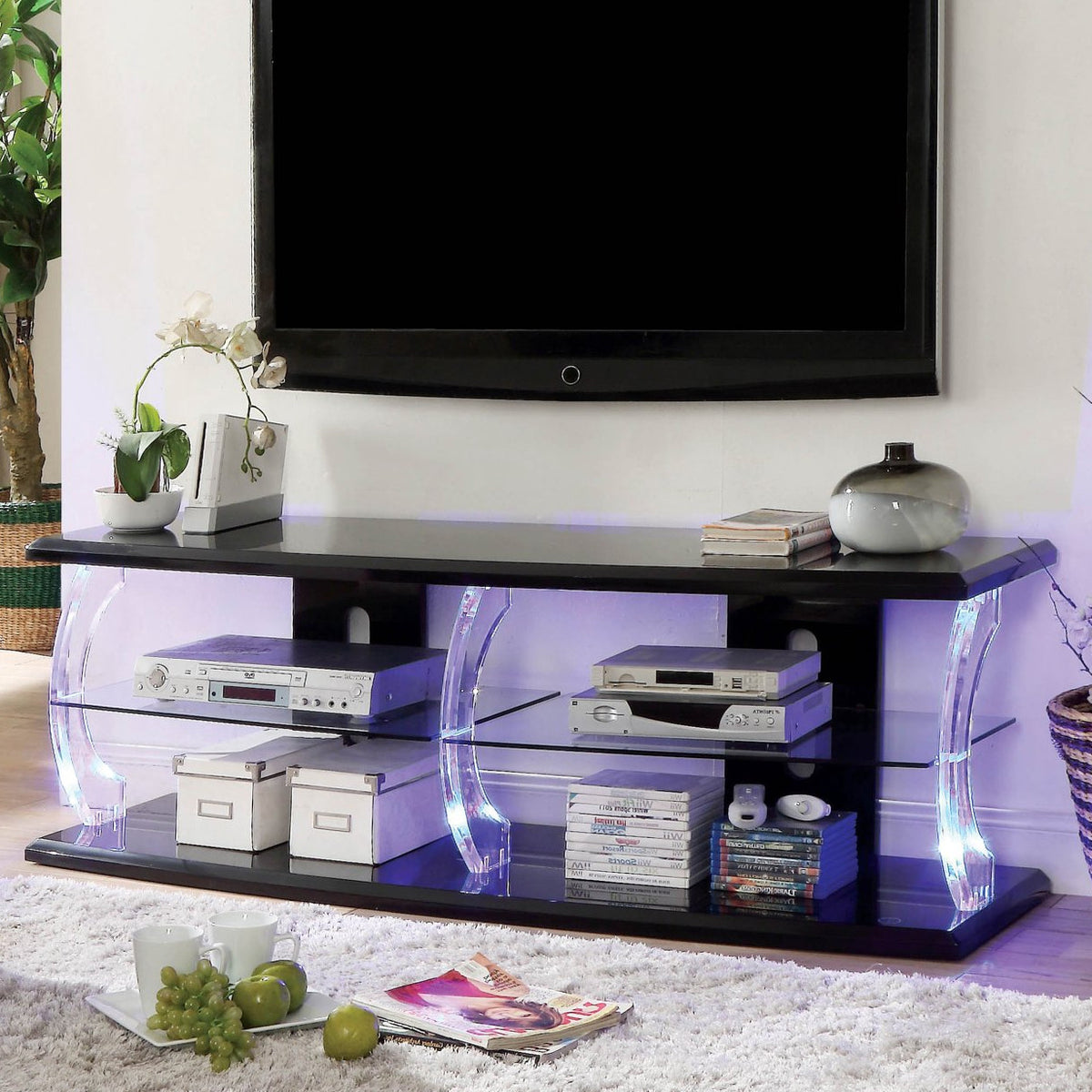 RICHI Black 72" Wide LED TV Stand