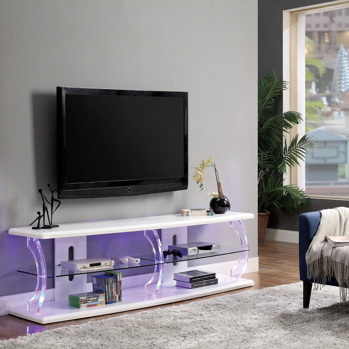 RICHI White 72" Wide LED TV Stand