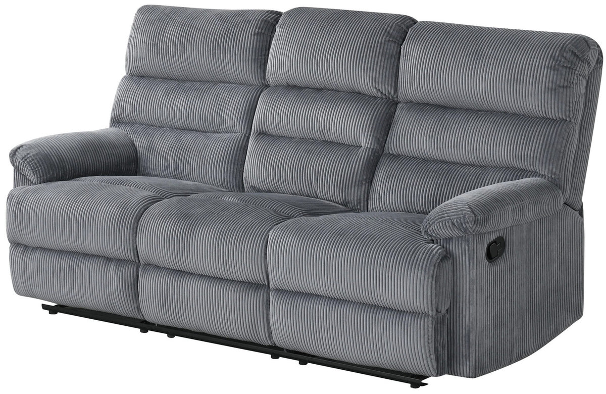 RIDDLER Gray Corduroy 3 Piece Reclining Livingroom