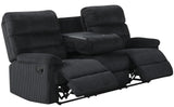 RIDDLER Black Corduroy 3 Piece Reclining Livingroom