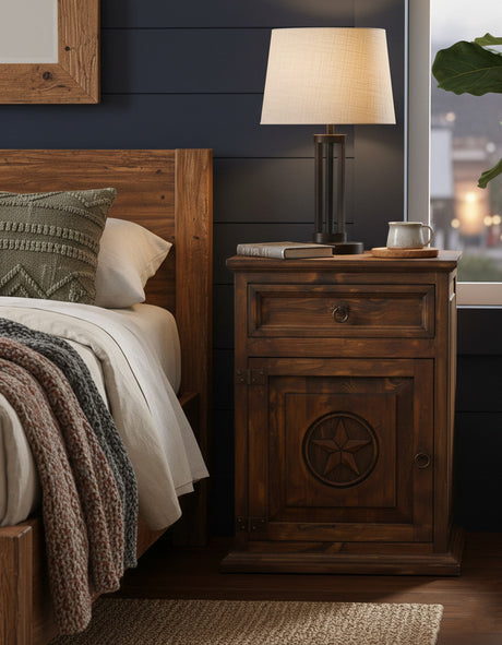 RIGGINS Brown 22" Wide by 30" Height Night Stand with Cabinet Door
