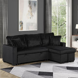 RODRIGO Black 82" Wide Reversible Sectional with Pull-Out Sleeper & Storage