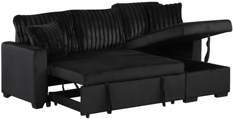 RODRIGO Black 82" Wide Reversible Sectional with Pull-Out Sleeper & Storage