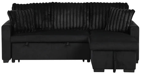RODRIGO Black 82" Wide Reversible Sectional with Pull-Out Sleeper & Storage