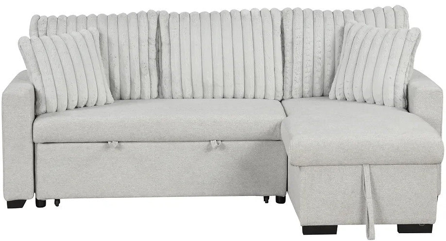 RODRIGO Gray 82" Wide Reversible Sectional with Pull-Out Sleeper & Storage