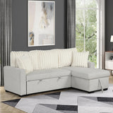 RODRIGO Beige 82" Wide Reversible Sectional with Pull-Out Sleeper & Storage