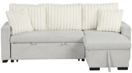 RODRIGO Beige 82" Wide Reversible Sectional with Pull-Out Sleeper & Storage