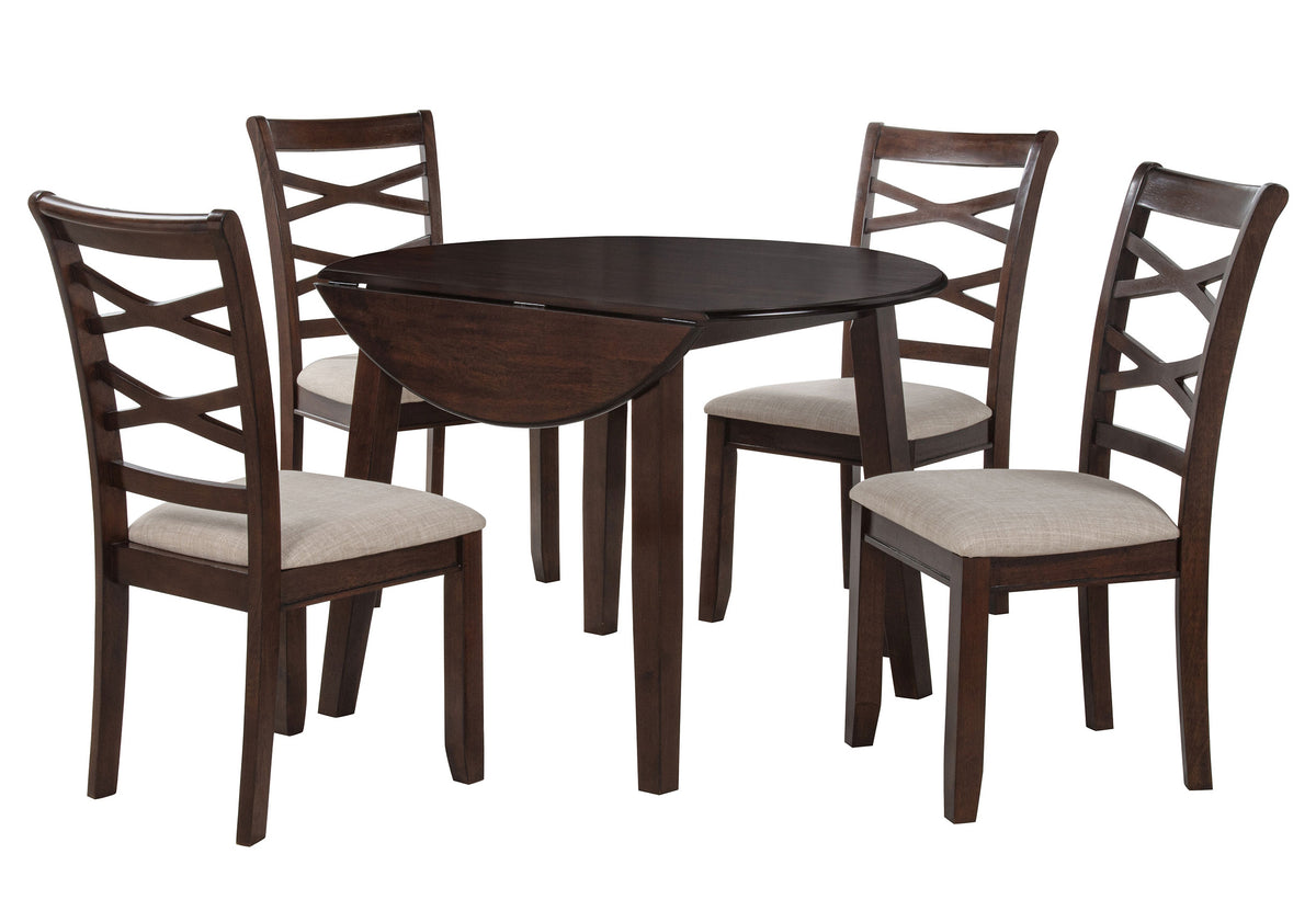 ROSEMORE Dark Brown 5 Piece Dining Set with Drop-Leafs