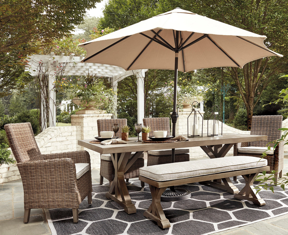 ROSGROVE 6 Piece Outdoor Dining Set with Bench
