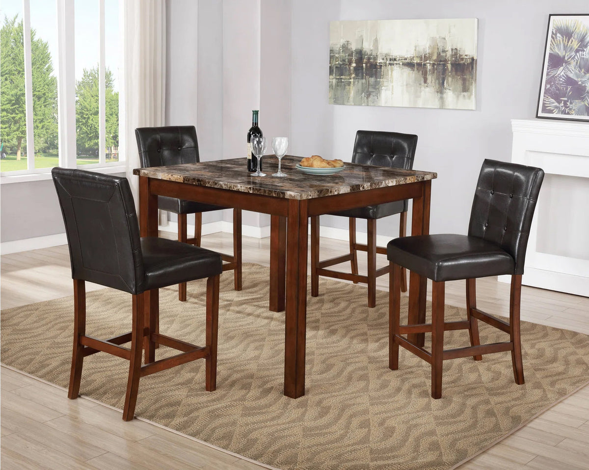 ROSWELL Brown 5 Piece Counter Height Set