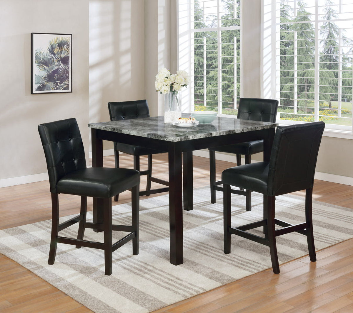 ROSWELL Black & Gray 5 Piece Counter Height Set