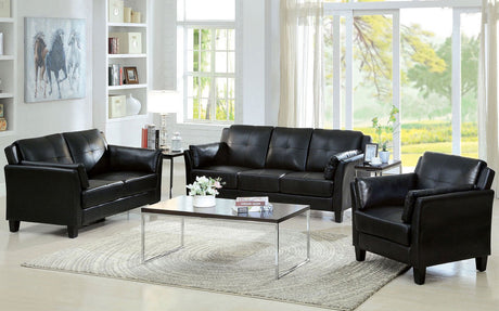 ROUGE Black Faux Leather 77" Wide Sofa (RTA)