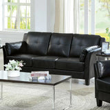 ROUGE Black Faux Leather 77" Wide Sofa (RTA)