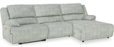 REYMAR Light Gray 127" Wide 3 Piece Reclining Sectional with 2 Recliners
