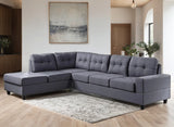 ROXENNE Medium Gray Linen 112" x 80" Reversible Sectional (RTA)