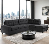 ROXENNE Black Linen 112" x 80" Reversible Sectional (RTA)