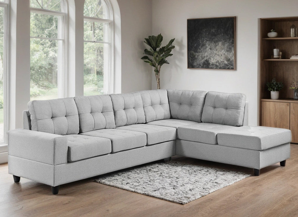 ROXENNE Light Gray Linen 112" x 80" Reversible Sectional (RTA)