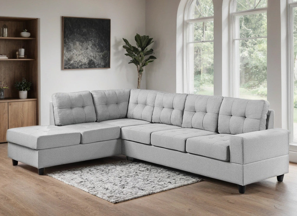 ROXENNE Light Gray Linen 112" x 80" Reversible Sectional (RTA)