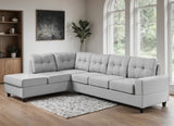 ROXENNE Light Gray Linen 112" x 80" Reversible Sectional (RTA)