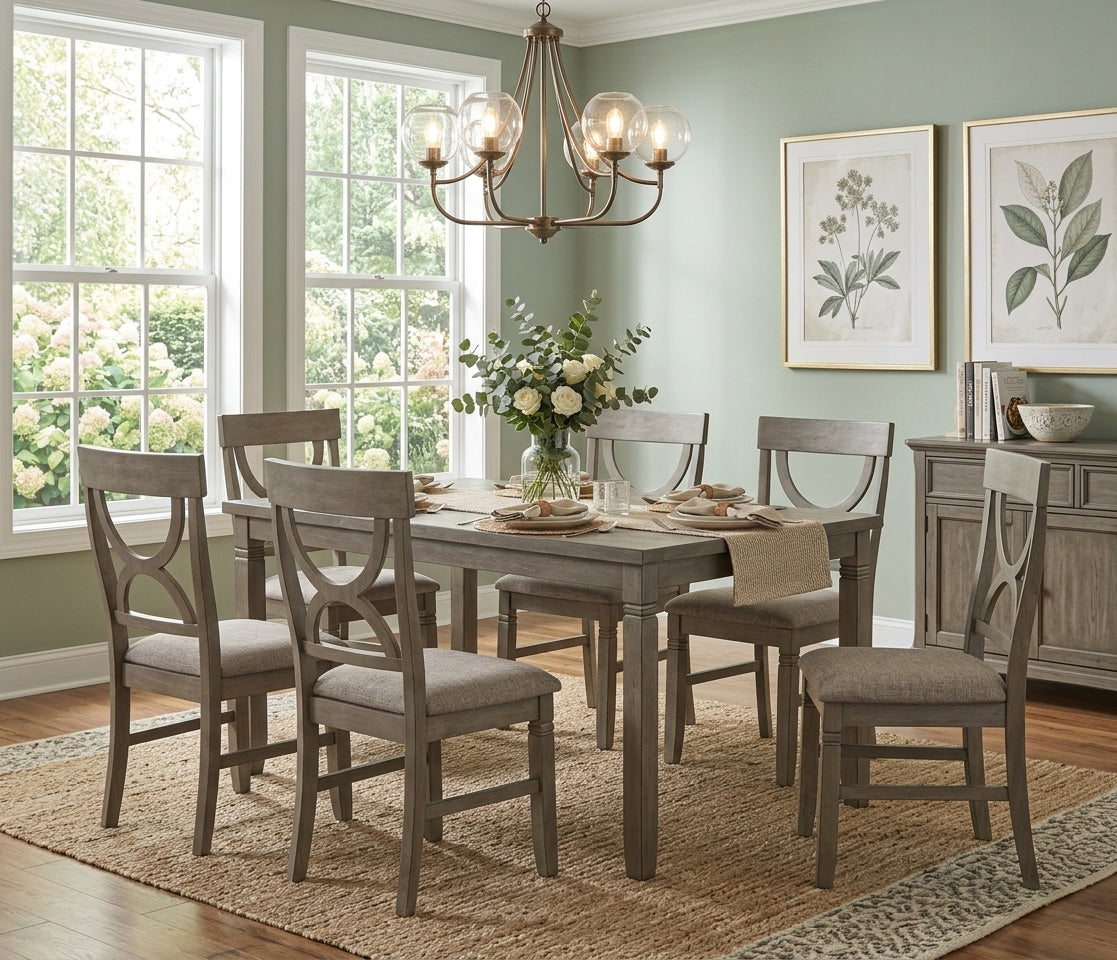 RUTHE Gray 7 Piece Dining Set