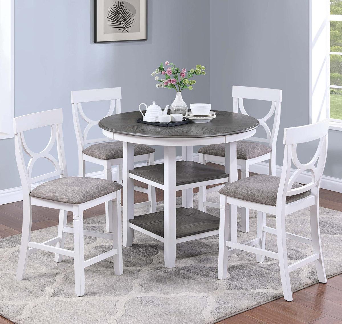 RUTHE White 5 Piece Counter Height Set