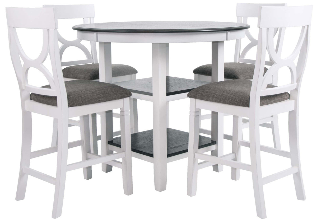 RUTHE White 5 Piece Counter Height Set