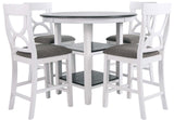 RUTHE White 5 Piece Counter Height Set