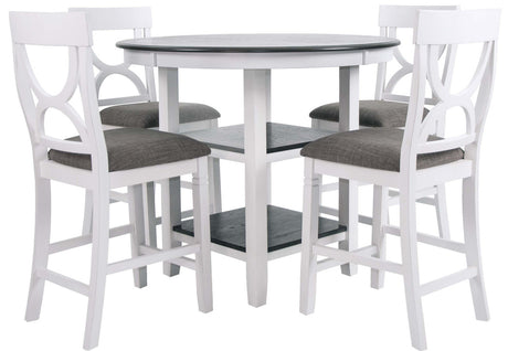 RUTHE White 5 Piece Counter Height Set