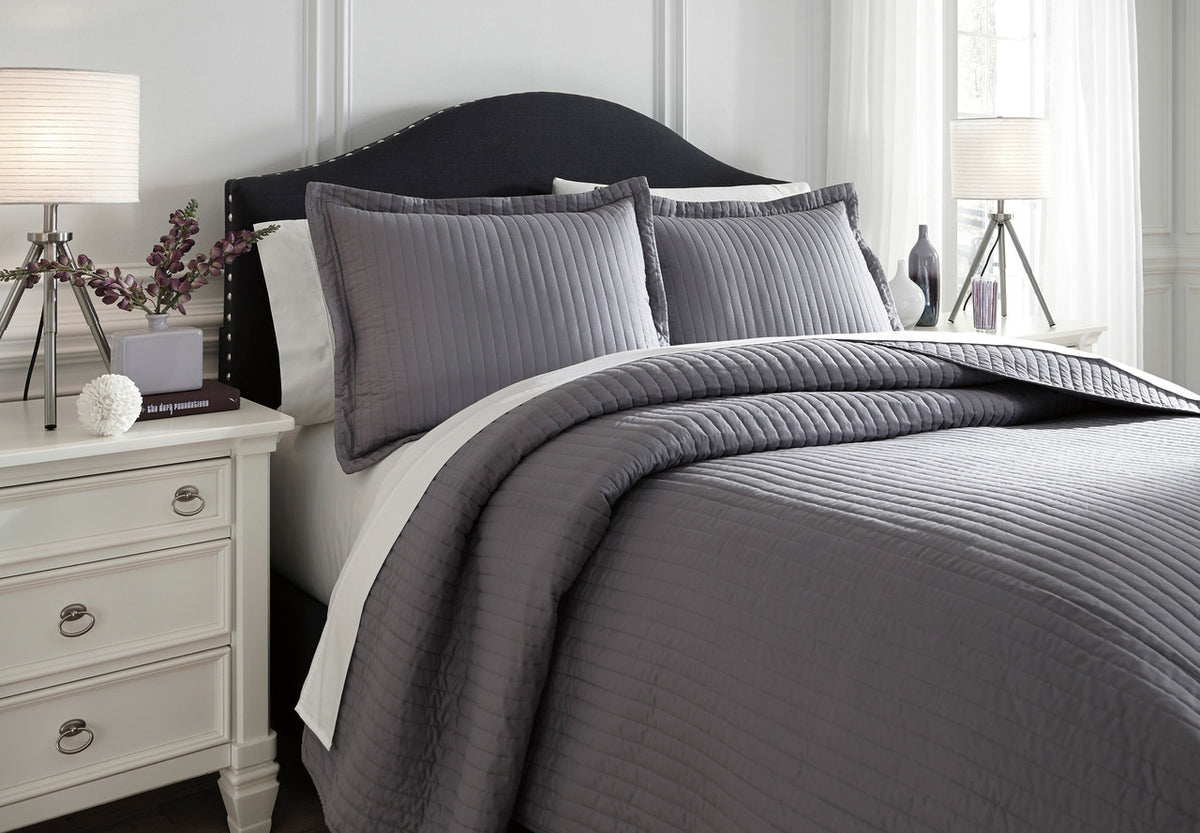 Raleda Gray Coverlet Set