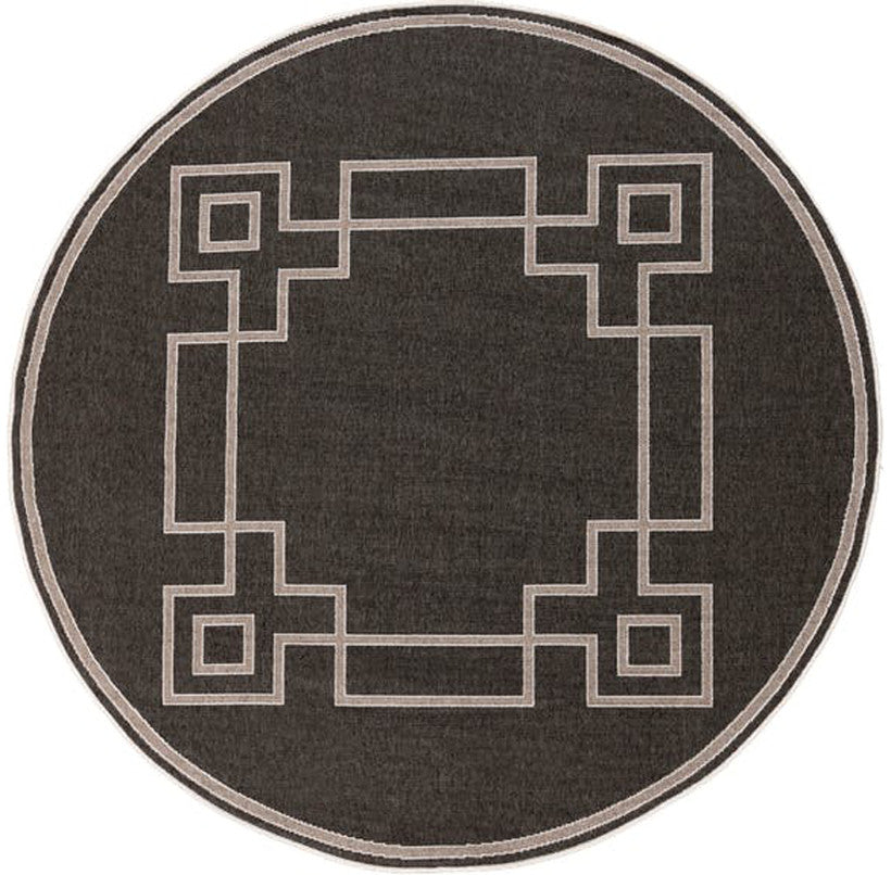 Rania Black 5'3" Round Rug (Indoor/Outdoor)