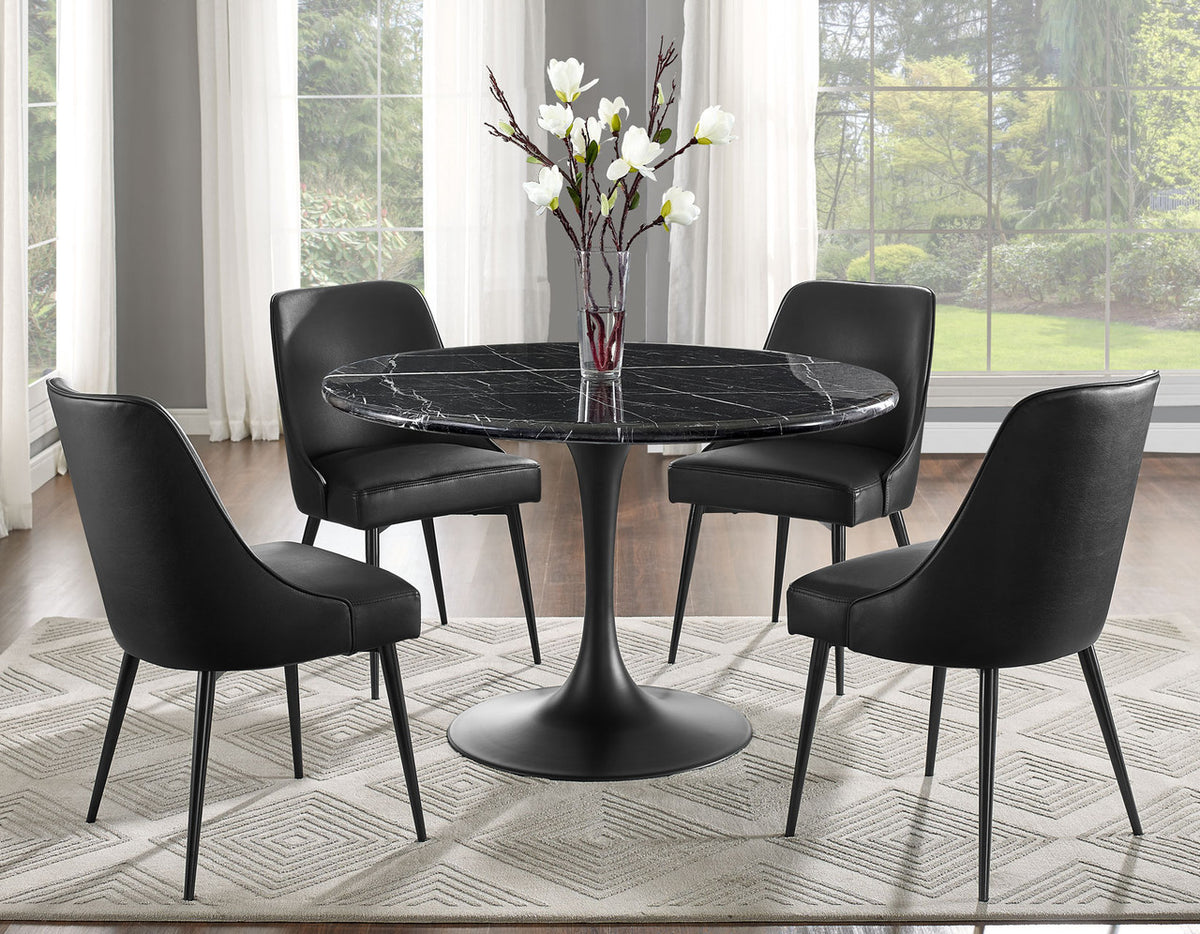 Ransu Black 5-PC Marble Dining Set