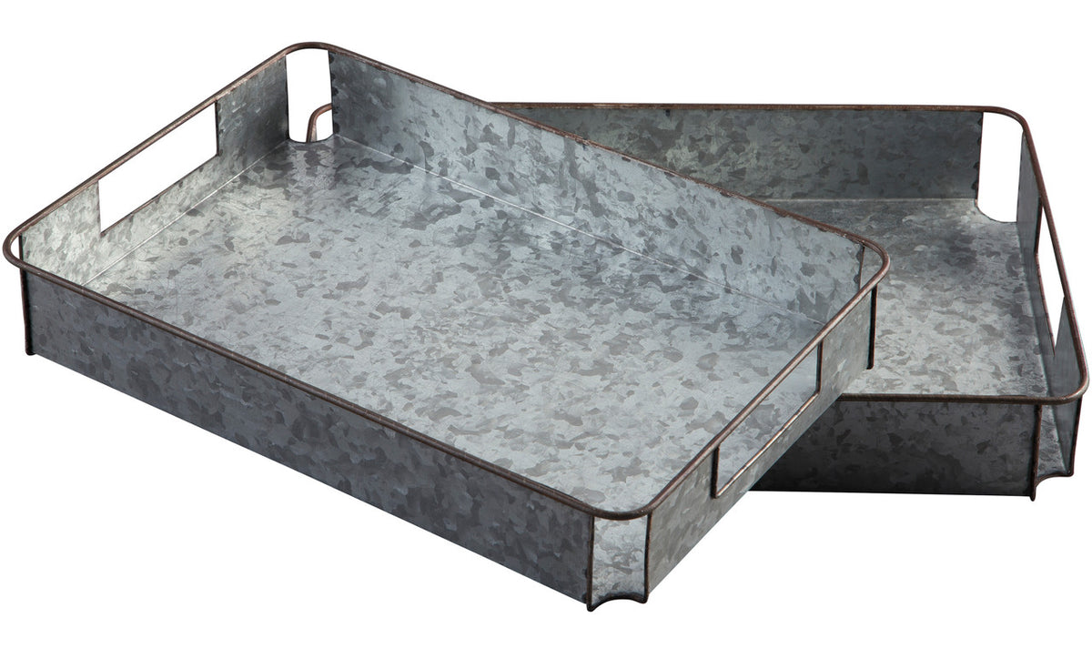 RAYMOND Galvanized Metal 19" Wide Tray Pair