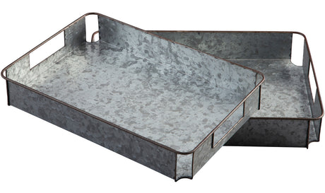 RAYMOND Galvanized Metal 19" Wide Tray Pair