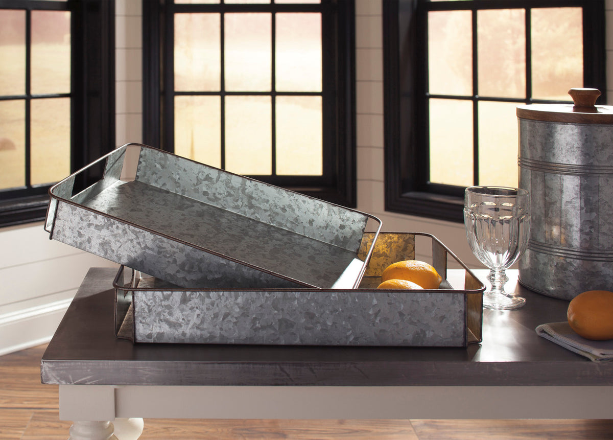 RAYMOND Galvanized Metal 19" Wide Tray Pair