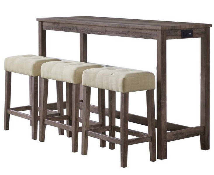 RILEY Gray 60" Wide 4 Piece Counter Set with USB Connection