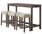 RILEY Gray 60" Wide 4 Piece Counter Set with USB Connection