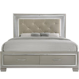 GIORGIA Champagne Lighted Platform Bed with Storage