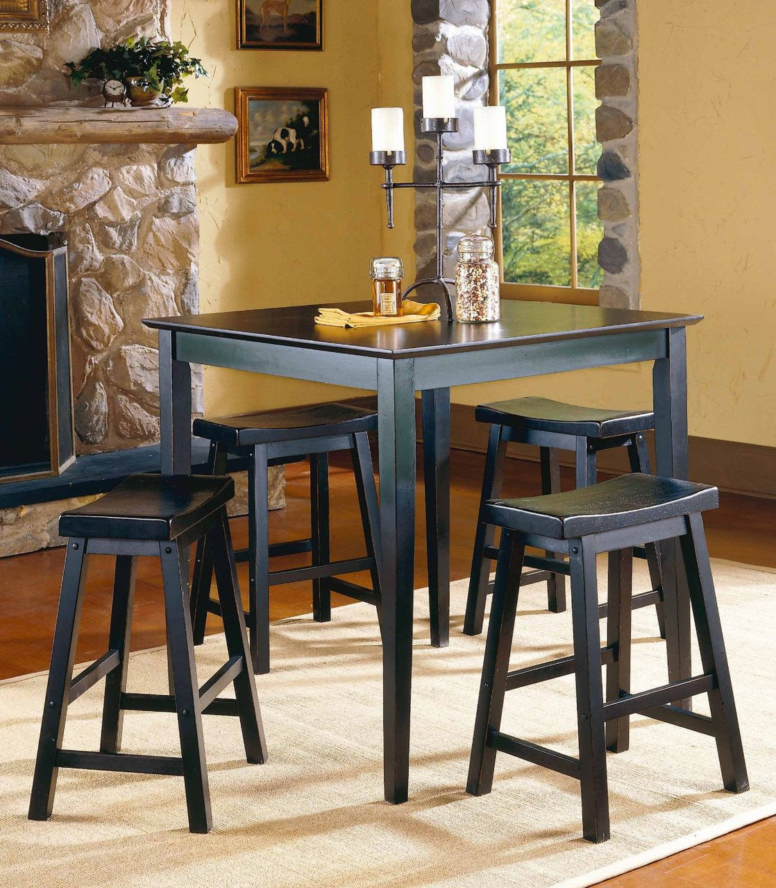 RUA Black 5 Piece Counter Height Set